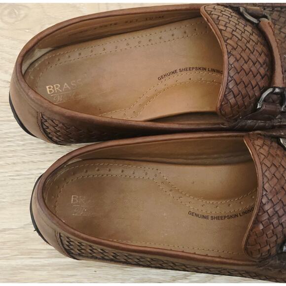 Brass Boot Walking Gloves Horse Bit Woven Leather Loafer Mens Shoes Size 10.5M